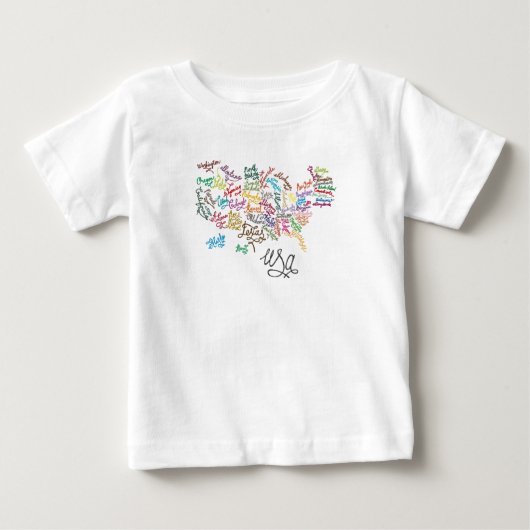 USA Skripttext-Karte Baby T-shirt (Vorderseite)