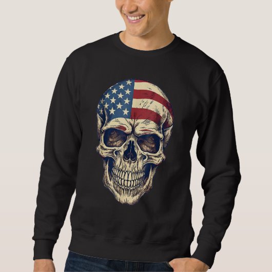 Usa Skull 4th Of Julay Scary Usa Skull Men Kid Wom Sweatshirt (Vorderseite)