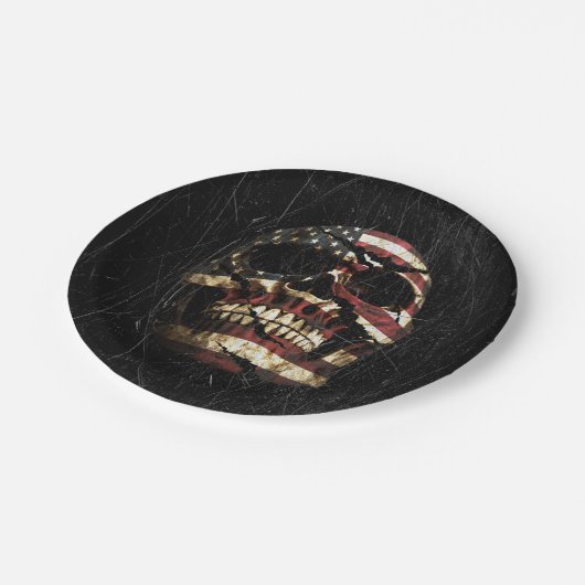 USA Skull Pappteller (Schrägansicht)