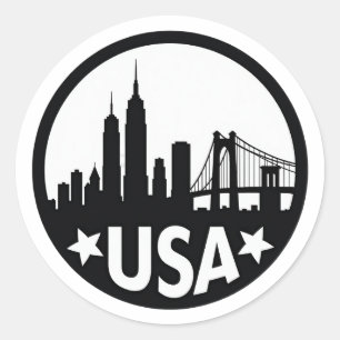 USA Skyline-Silhouette Runder Aufkleber
