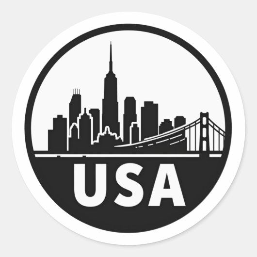USA Skyline Silhouette Sticker (Vorderseite)