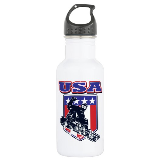 USA Snowboarding Edelstahlflasche (Vorderseite)