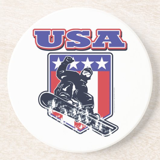 USA Snowboarding Sandstein Untersetzer (Vorne)