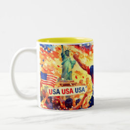 USA Soccer Fan Celebration Watercolor Art Zweifarbige Tasse