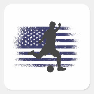 USA Soccer Fan Jersey Shirt American Flag Quadratischer Aufkleber