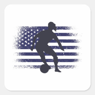 USA Soccer Fan Jersey Shirt American Flag Quadratischer Aufkleber