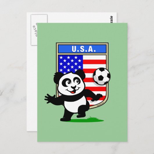 USA Soccer Panda Postkarte (Vorne/Hinten)