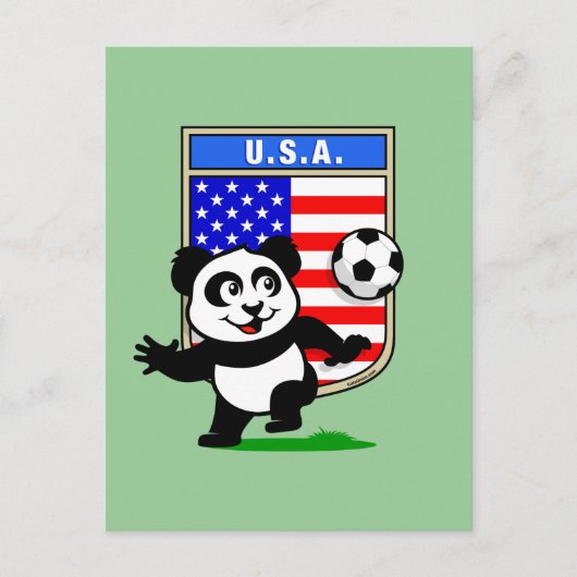 USA Soccer Panda Postkarte (Vorderseite)