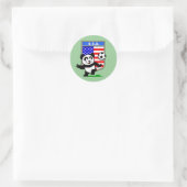 USA Soccer Panda Runder Aufkleber (Tasche)