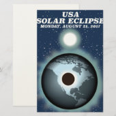 USA Solar Eclipse 2017 Vintage Poster Briefpapier (Vorne/Hinten)
