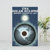 USA Solar Eclipse 2017 Vintage Poster Briefpapier (Stehend Vorderseite)