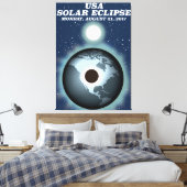 USA Solar Eclipse 2017 Vintage Poster Leinwanddruck (Insitu (Schlafzimmer))