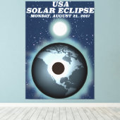 USA Solar Eclipse 2017 Vintage Poster Leinwanddruck (Insitu (Holzboden))
