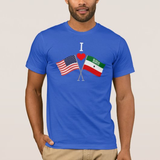 USA-Somaliland Cross Fahnen Herren-Kurzarm T-Shirt (Vorderseite)