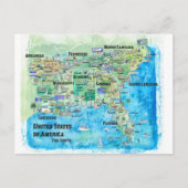 USA Southern Staaten Travel Map Florida Postkarte (Vorderseite)