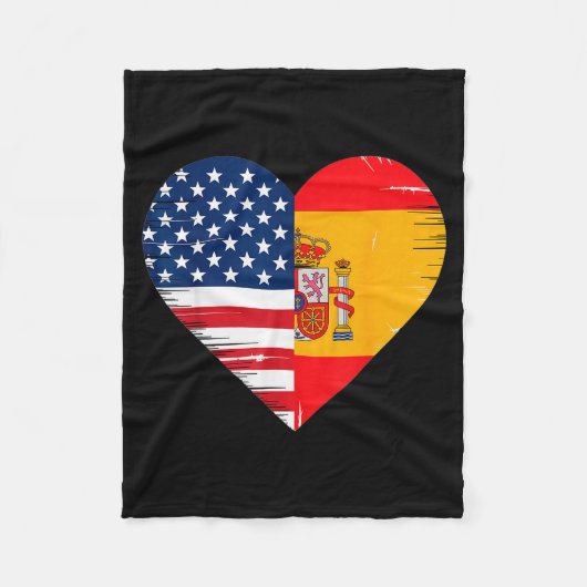 Usa Spain Heart - Dual Citizenship Fleecedecke (Vorderseite)