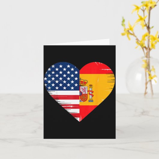 Usa Spain Heart - Dual Citizenship Karte (Gelbe Blume)