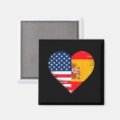 Usa Spain Heart - Dual Citizenship Magnet (Vorderseite/Rückseite)