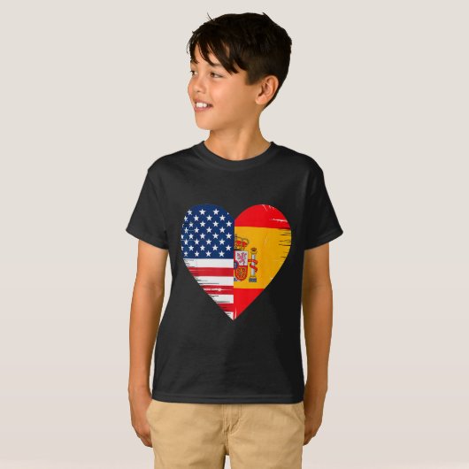 Usa Spain Heart - Dual Citizenship T-Shirt (Vorne ganz)