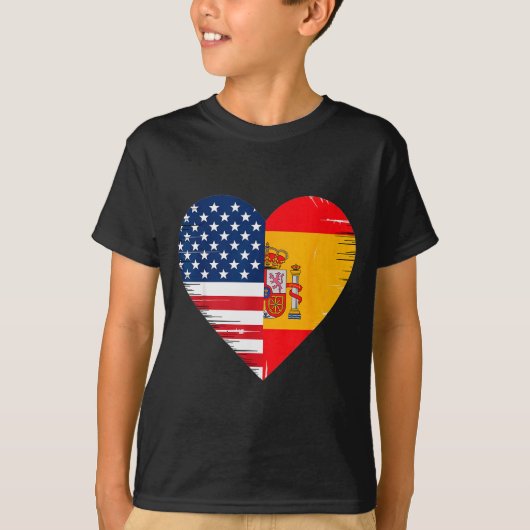 Usa Spain Heart - Dual Citizenship T-Shirt (Vorderseite)