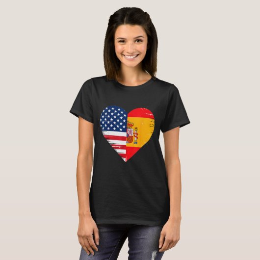 Usa Spain Heart - Dual Citizenship T-Shirt (Vorne ganz)