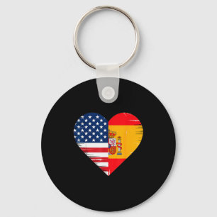 Usa Spanien Herz - Doppelte Staatsbürgerschaft Schlüsselanhänger