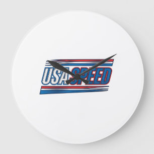 USA-Speed-Racing-patriotisches-vintage-Vektor-Desi Große Wanduhr