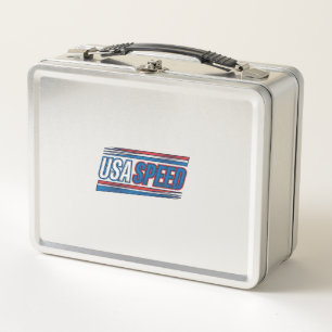 USA-Speed-Racing-patriotisches-vintage-Vektor-Desi Metall Brotdose