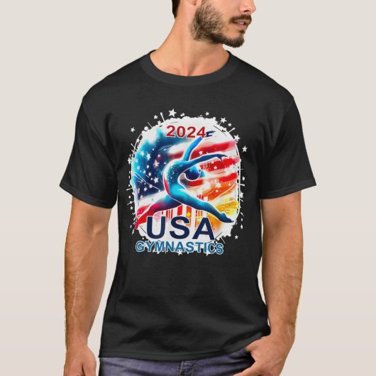 USA Spiele 2024 Vereinigte Staaten Gymnastik Ameri T-Shirt (Vorderseite)
