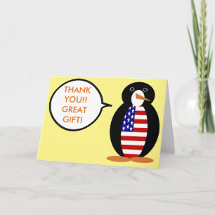 USA sprechender Ms. Penguin Personalisiert Dankeskarte