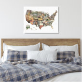 USA Staat Collage Leinwanddruck (Insitu (Schlafzimmer))