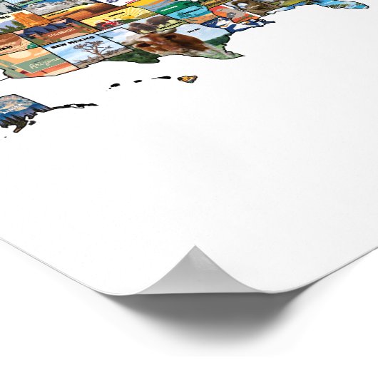 USA Staat Map Illustration Poster (Ecke)