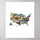USA Staat Map Illustration Poster (Vorne)
