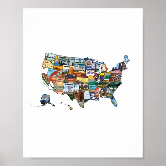 USA Staat Map Illustration Poster (Vorne)