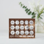 USA Staat Quarters (Coins) 1999 - 2001 Postkarte (Stehend Vorderseite)