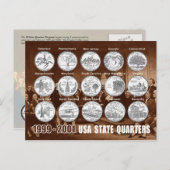 USA Staat Quarters (Coins) 1999 - 2001 Postkarte (Vorne/Hinten)
