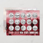 USA Staat Quarters (Coins) 2005 - 2007 Postkarte (Vorne/Hinten)