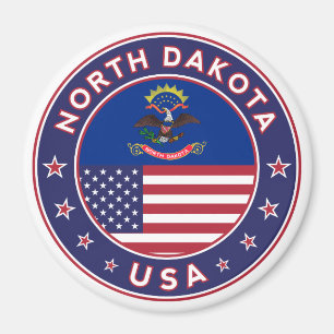 USA_STAATEN - MIT_FLAG_North Dakota_circle_with_fl Magnet