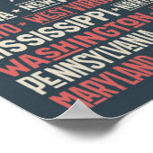 USA |Staaten und Hauptstädte Poster (Ecke)