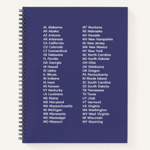 USA-Staatenabkürzungen – Spiralnotizbuch Notizblock