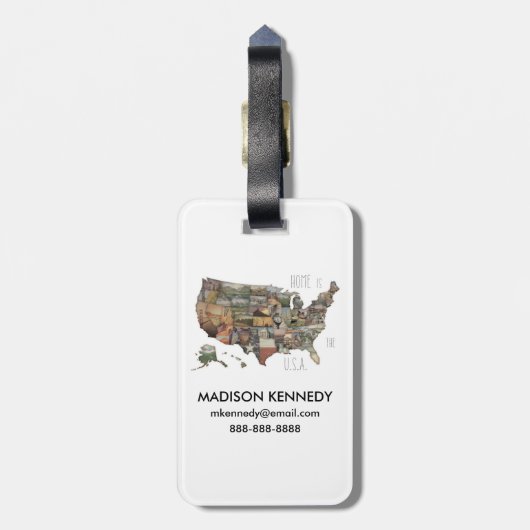 USA-Staats-Collage Gepäckanhänger (Rückseite vertikal)