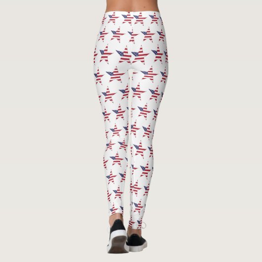 USA Star Pattern mit US Flagge Patriotic Leggings (Rückseite)