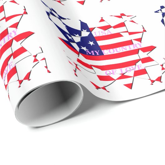 USA Star Spangled Liebe My Country of Liebe Geschenkpapier (Rolleneckpunkt)