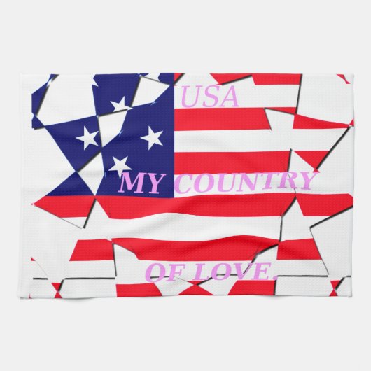 USA Star Spangled Liebe My Country of Liebe Geschirrtuch (Horizontal)