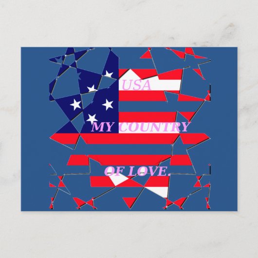 USA Star Spangled Liebe My Country of Liebe Postkarte (Vorderseite)