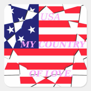 USA Star Spangled Liebe My Country of Liebe Quadratischer Aufkleber