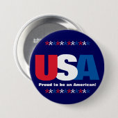 USA Stars Red White Blue Patriotic Button Buttone (Vorne & Hinten)