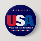 USA Stars Red White Blue Patriotic Button Buttone (Vorderseite)