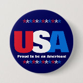 USA Stars Red White Blue Patriotic Button Buttone (Vorderseite)