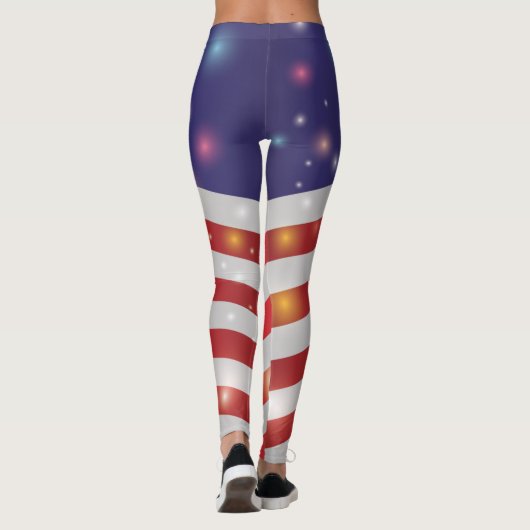 USA Stars & Stripes American Flag Light & Firework Leggings (Rückseite)